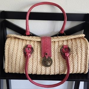 Tommy Bahama Straw/Pink Leather handbag
